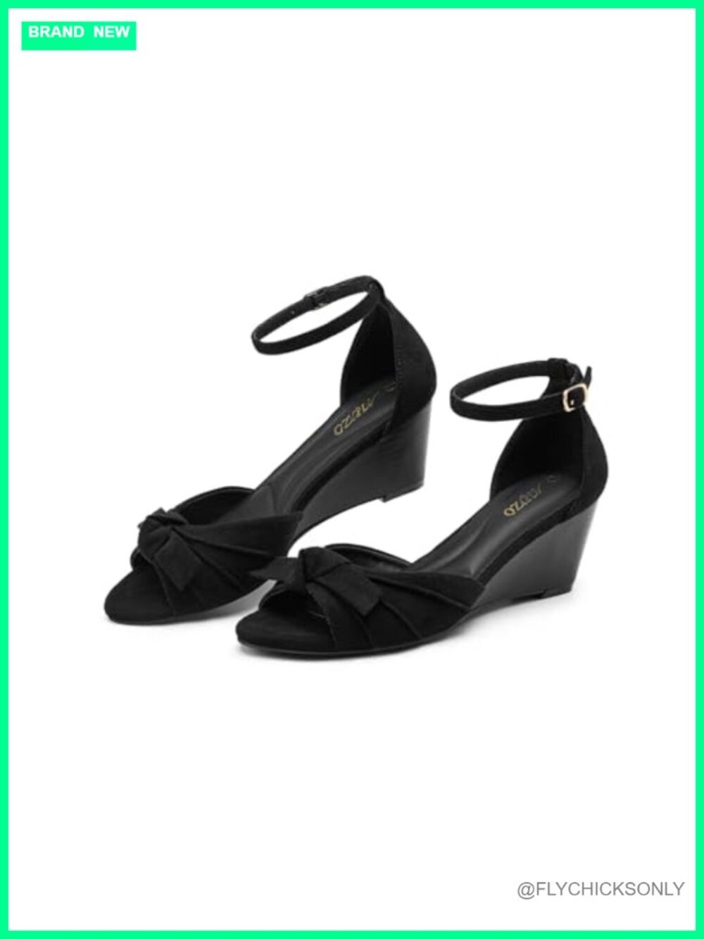 Women's 2.36 Inch Wedge Heel Sandals Peep Toe Adjustable Ankle Strap Bow
